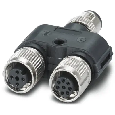 Adapter, M12 (8 pole, socket/plug) to M12 (5 pole, socket), Y-shape, 1054339 - 1