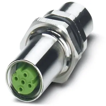 Panel socket, M12, 4 pole, screw connection, screw locking, straight, 1424326 - 1
