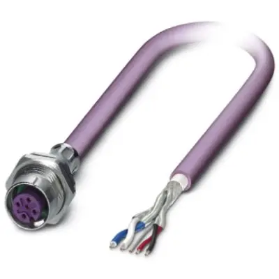 Sensor actuator cable, M12-cable socket, straight to open end, 5 pole, 0.5 m, PUR, purple, 2 A, 1437520 - 1