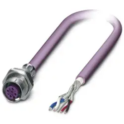 Sensor actuator cable, M12-cable socket, straight to open end, 5 pole, 0.5 m, PUR, purple, 2 A, 1437520