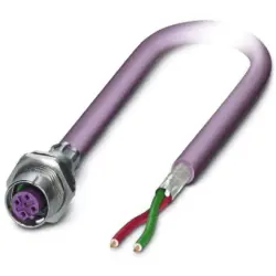 Sensor actuator cable, M12-cable socket, straight to open end, 2 pole, 2 m, PUR, purple, 4 A, 1437465