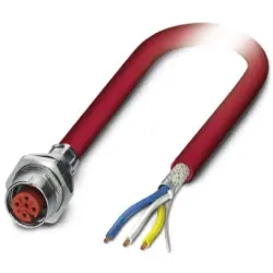 Sensor actuator cable, M12-cable socket, straight to open end, 4 pole, 2 m, PVC, red, 4 A, 1559835