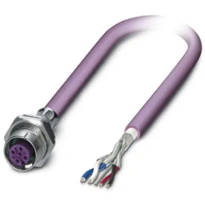 Sensor actuator cable, M12-cable socket, straight to open end, 5 pole, 2 m, PUR, purple, 4 A, 1534481 - 1