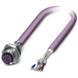 Sensor actuator cable, M12-cable socket, straight to open end, 5 pole, 2 m, PUR, purple, 4 A, 1534481