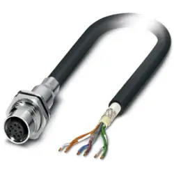 Sensor actuator cable, M12-cable socket, straight to open end, 8 pole, 2 m, TPV, black, 2 A, 1429114