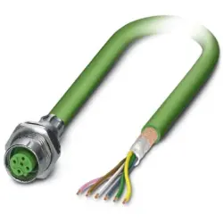 Sensor actuator cable, M12-cable socket, straight to open end, 5 pole, 0.5 m, PUR, green, 4 A, 1534546