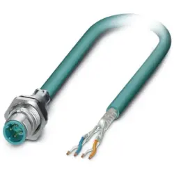 Sensor actuator cable, M12-cable plug, straight to open end, 4 pole, 1 m, turquoise, 4 A, 1551574