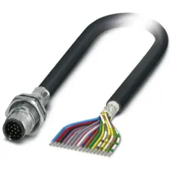 Sensor actuator cable, M12-cable plug, straight to open end, 17 pole, 1 m, PVC, black, 1.5 A, 1442308