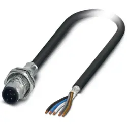 Sensor actuator cable, M12-cable plug, straight to open end, 5 pole, 2 m, PUR, black, 4 A, 1419412