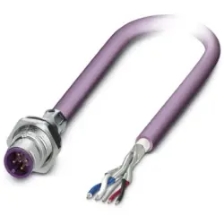 Sensor actuator cable, M12-cable plug, straight to open end, 5 pole, 5 m, PUR, purple, 4 A, 1437591