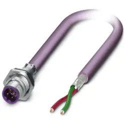 Sensor actuator cable, M12-cable plug, straight to open end, 2 pole, 1 m, PUR, purple, 4 A, 1437494