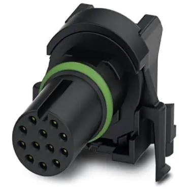 Panel socket, M12, 12 pole, solder pins, push-in, angled, 1424195 - 1