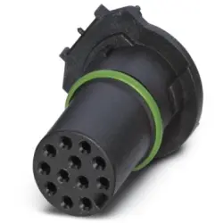Panel socket, M12, 12 pole, solder connection, screw locking, straight, 1457694