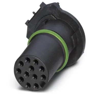 Panel socket, M12, 12 pole, solder connection, screw locking, straight, 1457694 - 1