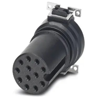 Panel socket, M12, 12 pole, SMD, screw locking, straight, 1411916 - 1