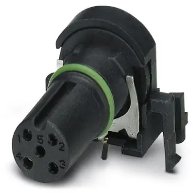 Panel socket, M12, 4 pole, solder pins, screw locking, angled, 1432444 - 1