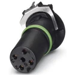 Panel socket, M12, 4 pole, solder connection, push-in, straight, 1439955