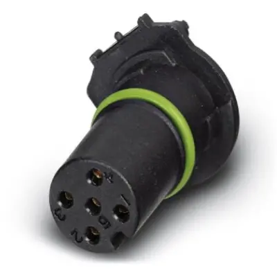 Panel socket, M12, 5 pole, solder connection, screw locking, straight, 1457649 - 1