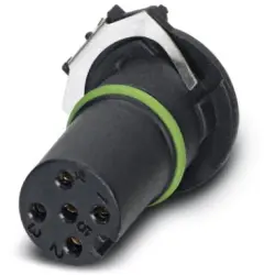 Panel socket, M12, 5 pole, solder connection, screw locking, straight, 1432363