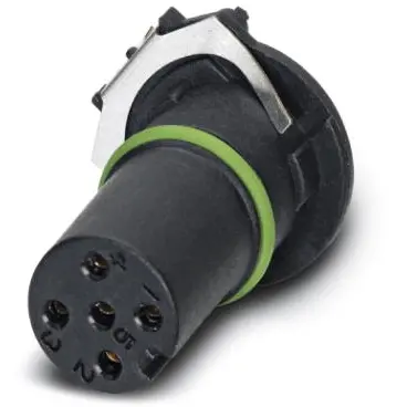 Panel socket, M12, 5 pole, solder connection, screw locking, straight, 1432363 - 1