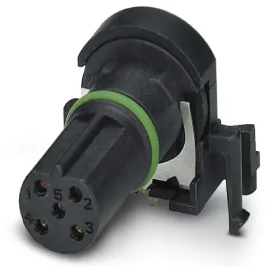 Panel socket, M12, 5 pole, solder pins, screw locking, angled, 1436657 - 1