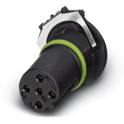 Panel socket, M12, 5 pole, solder connection, push-in, straight, 1457665 - 1