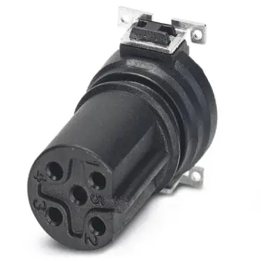 Panel socket, M12, 5 pole, SMD, screw locking, straight, 1411977 - 1
