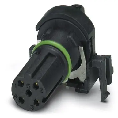 Panel socket, M12, 4 pole, solder pins, screw locking, angled, 1432457 - 1