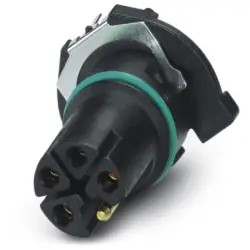 Panel socket, M12, 5 pole, solder connection, screw locking, straight, 1421318
