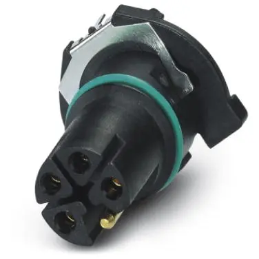 Panel socket, M12, 5 pole, solder connection, screw locking, straight, 1421318 - 1