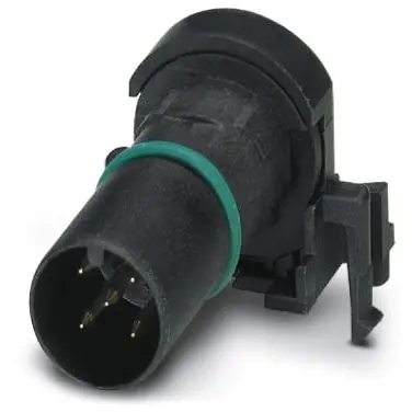 Plug, M12, 5 pole, solder pins, push-in, angled, 1436686 - 1