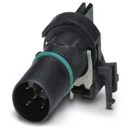 Plug, M12, 5 pole, solder connection, push-in, angled, 1436699