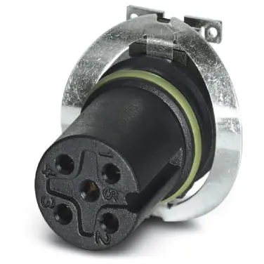 Panel socket, M12, 5 pole, SMD, screw locking, straight, 1411951 - 1