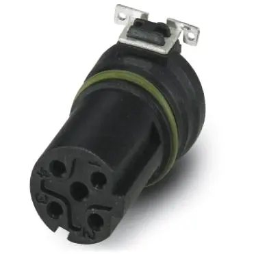 Panel socket, M12, 4 pole, SMD, screw locking, straight, 1411936 - 1