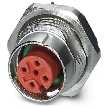 Panel socket, M12, 4 pole, solder pins, SPEEDCON locking, straight, 1457869 - 1