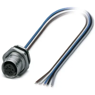 Panel socket, M12, 5 pole, push pull, straight, 1027666 - 1