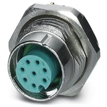 Panel socket, M12, 8 pole, solder pins, screw locking, straight, 1456543 - 1