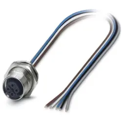 Panel socket, M12, 5 pole, strand connection, SPEEDCON locking, straight, 1543676
