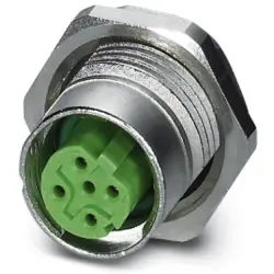 Panel socket, M12, 4 pole, solder pins, screw locking, straight, 1456569