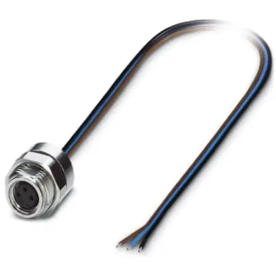 Panel socket, M8, 3 pole, strand connection, straight, 1453449 - 1