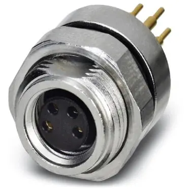 Panel socket, M8, 4 pole, solder pins, screw locking, straight, 1694376 - 1