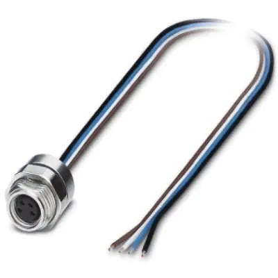 Panel socket, M8, 4 pole, strand connection, straight, 1453452 - 1