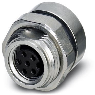 Panel socket, M8, 6 pole, solder pins, screw locking, straight, 1436534 - 1