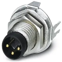 Plug, M8, 3 pole, solder pins, screw locking, straight, 1455997