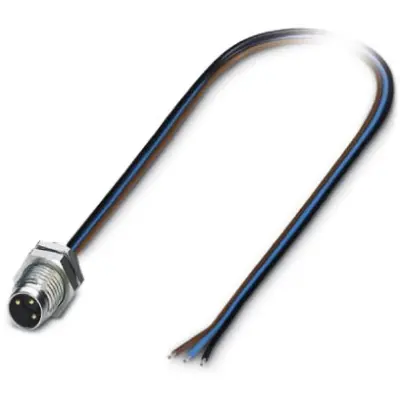 Panel plug, M8, 3 pole, strand connection, straight, 1453478 - 1