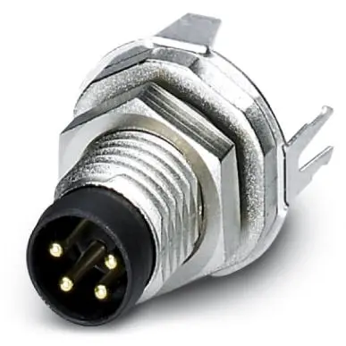 Plug, M8, 4 pole, solder pins, screw locking, straight, 1456019 - 1