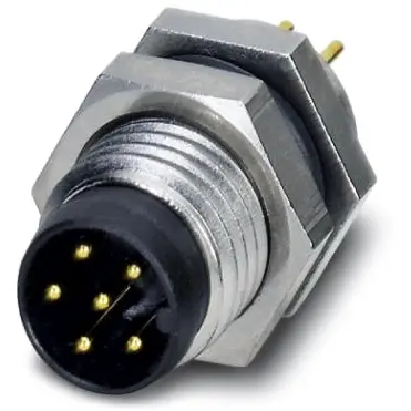Plug, M8, 6 pole, solder pins, screw locking, straight, 1436521 - 1