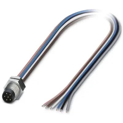 Panel plug, M8, 6 pole, strand connection, straight, 1453494 - 1