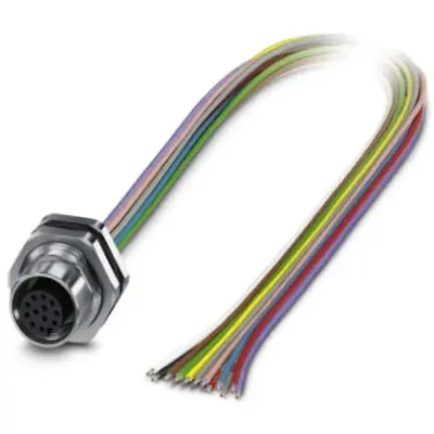 Panel socket, M12, 12 pole, strand connection, SPEEDCON locking, straight, 1411589 - 1