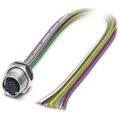 Panel socket, M12, 17 pole, strand connection, straight, 1419739 - 1